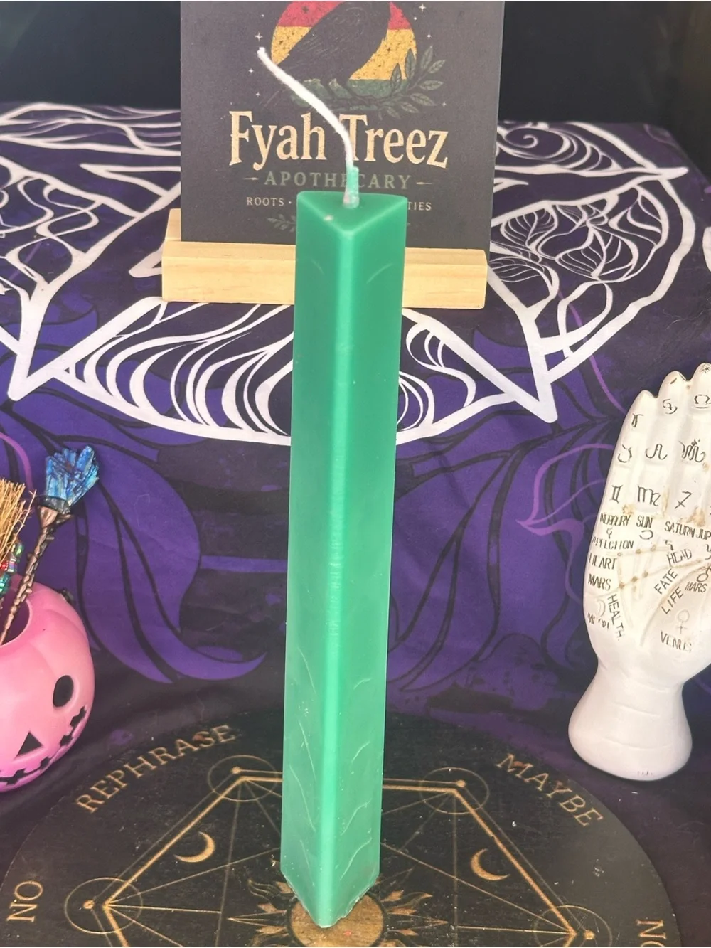 Turquoise Triangle Column Candle